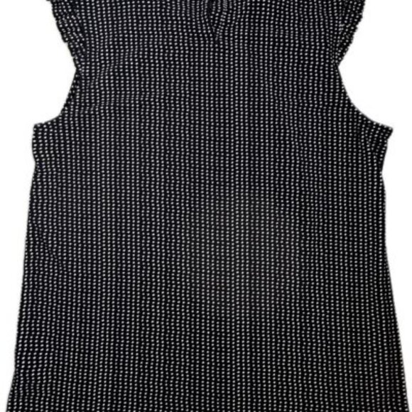 Women’s Adrianna‎ Papell S Black Ruffle Polka Dot Sleeveless Shirt - Picture 1 of 16